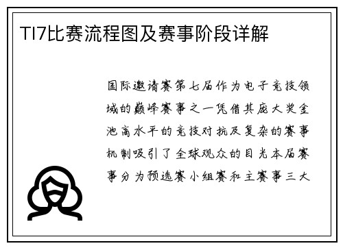 TI7比赛流程图及赛事阶段详解
